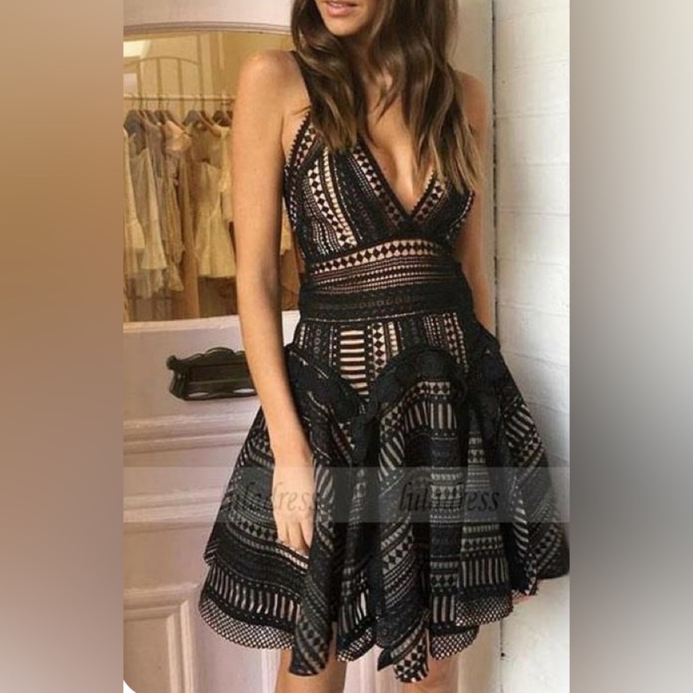 Lipsy Black Lace Halter Dress